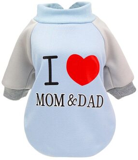 Transer I Love Mom & Dad Hond Kleding Blauw Roze Korte Mouw Hond Shirt Tees Casual Pet Apparel Puppy kleding 912 blauw / M