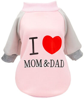 Transer I Love Mom & Dad Hond Kleding Blauw Roze Korte Mouw Hond Shirt Tees Casual Pet Apparel Puppy kleding 912 roze / L