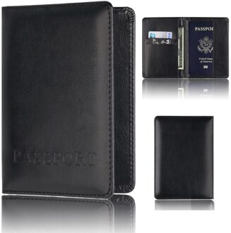 Transer unisex Paspoorthouder Protector Wallet Visitekaartje Zachte Paspoort Cover Retro effen kleur S25 30 zwart