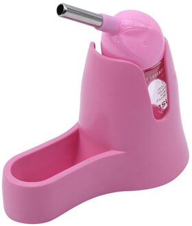 Transfer Pet Feeding Kleine Dier Automatische Water Fles Dispenser Huisdieren Voedsel Feeder Bowl Voor Hamster Eekhoorn Dierbenodigdheden roze