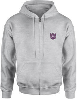 Transformers Decepticon Embroidered Unisex Zipped Hoodie - Grey - M