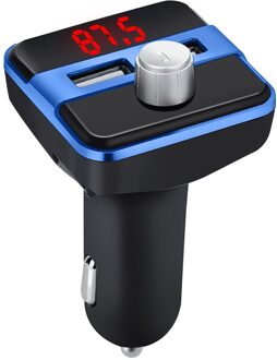 Transmisor Bluetooth Coche Lcd Mp3 Speler Handsfree Dual Usb Charger Radio Kits Universele Telefoon Auto-Oplader Blauw