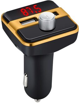 Transmisor Bluetooth Coche Lcd Mp3 Speler Handsfree Dual Usb Charger Radio Kits Universele Telefoon Auto-Oplader Goud
