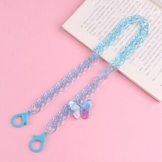 Transparant Acryl Kinderen Opknoping Kettingen Fo Masker Student Lanyard Neck Cord Maskers Houder Touw Riem Ketting Meisjes Jongens blauw