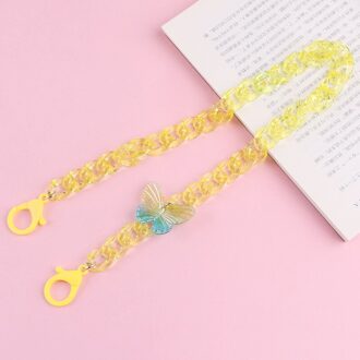 Transparant Acryl Kinderen Opknoping Kettingen Fo Masker Student Lanyard Neck Cord Maskers Houder Touw Riem Ketting Meisjes Jongens geel