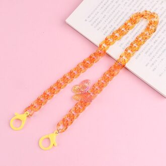 Transparant Acryl Kinderen Opknoping Kettingen Fo Masker Student Lanyard Neck Cord Maskers Houder Touw Riem Ketting Meisjes Jongens oranje