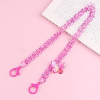 Transparant Acryl Kinderen Opknoping Kettingen Fo Masker Student Lanyard Neck Cord Maskers Houder Touw Riem Ketting Meisjes Jongens roze