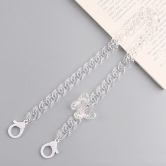 Transparant Acryl Kinderen Opknoping Kettingen Fo Masker Student Lanyard Neck Cord Maskers Houder Touw Riem Ketting Meisjes Jongens wit