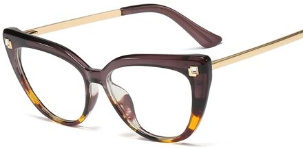 Transparant Cat Eye Rode Brilmontuur Vrouwen Mode Anti Blauw Licht Computer Bril Vrouw Optische Brillen Frames Spektakel grijs luipaard