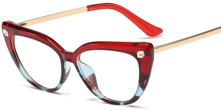 Transparant Cat Eye Rode Brilmontuur Vrouwen Mode Anti Blauw Licht Computer Bril Vrouw Optische Brillen Frames Spektakel roze bloem