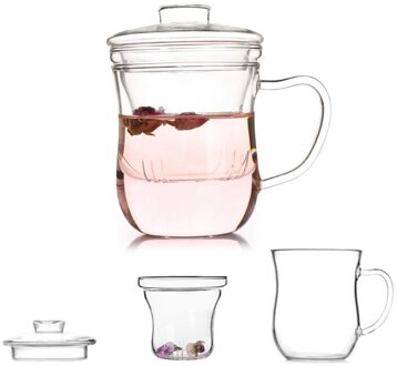 Transparant Clear Glas Melk Mok Koffie Thee Cup Theepot Waterkoker Met Thee Zetgroep Filter Deksel Home Office Drinkware