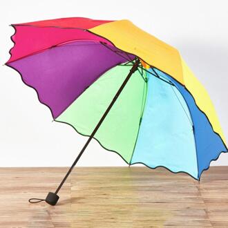 Transparant Clear Paraplu Regenboog Vouw Apollo Prinses Vrouwen Regen Paraplu Sakura Lange Handvat Paraplu