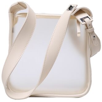 Transparant Clear Schoudertas Vrouwen Jelly Pu Lederen Tote Handtas Clutch Reizen Brede Band Pvc Crossbody Tas Beige