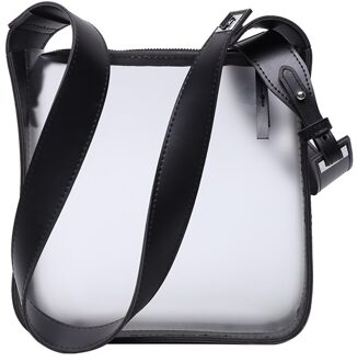Transparant Clear Schoudertas Vrouwen Jelly Pu Lederen Tote Handtas Clutch Reizen Brede Band Pvc Crossbody Tas zwart