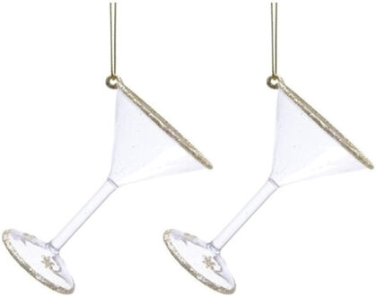 Transparant cocktailglas kerstversiering hangdecoratie 10 cm