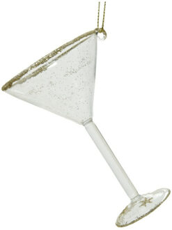 Transparant cocktailglas kerstversiering hangdecoratie 10 cm