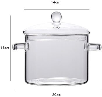 Transparant Glas Steelpan Soeppan Instant Noedels Glazen Kom Met Handvat Deksel Hittebestendig Pap Pot Keuken Koken Gereedschap 1.2L Ring handvat