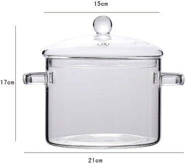 Transparant Glas Steelpan Soeppan Instant Noedels Glazen Kom Met Handvat Deksel Hittebestendig Pap Pot Keuken Koken Gereedschap 1.5L Ring handvat