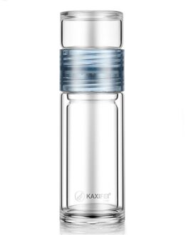 Transparant Hittebestendig Water Fles Glazen Kantoor Kopje Thee Met Rvs Thee Zetgroep Double Wall Filter Theekopje Blauw