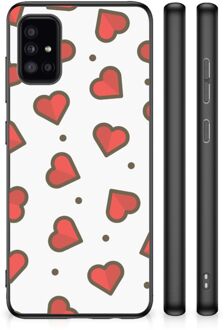 Transparant Hoesje Super als Sinterklaas Cadeautje Samsung Galaxy A51 Silicone Hoesje met Zwarte rand Hearts