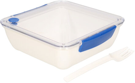 Transparant met blauwe lunchbox met vorkje 1000 ml