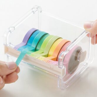 Transparant Plastic Plakband Dispenser Creatieve en papier tape cutter Office Desktop Scotch Tape Houder
