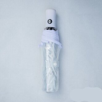 Transparant Thicken Drievoudige Volautomatische Paraplu Pvc Duidelijke Mannen Zwarte Business Vrouwen Rain Paraplu Meisjes Outdoor Parasol wit