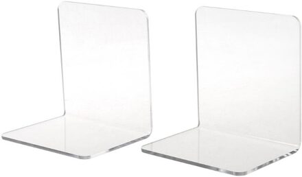 Transparante 2 Stuks Van Acryl Boekenplank L-Vormige Desk Organizer Desktop Boekenplank School Stationery Office Supplies