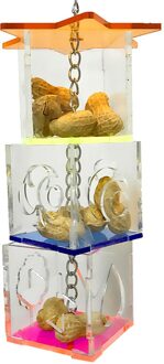 Transparante 3 Layer Papegaaien Voedsel Feeder Opknoping Parrot Knabbelde Speelgoed Feeder Huisdieren Vogels Forager Voeden Dozen Kooi Vogels Supplies