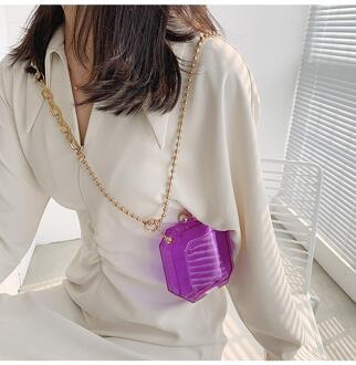 Transparante Avondtasje Acryl Box Ketting Crossbody Tas Voor Vrouwen Schoudertas Portemonnees En Handtassen Dames Party Clutch Bag Paars