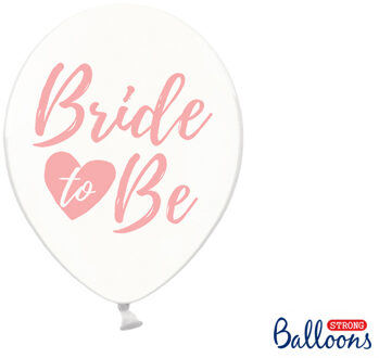 Transparante ballonnen Bride To Be roze (6st) Wit - Transparant