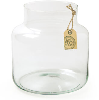 Transparante bloemenvaas van gerecycled eco glas 19 x 20 cm - Vazen