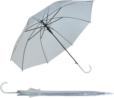 Transparante bruiloft paraplu - 2x - kunststof handvat - D93 x H72 cm - doorzichtig
