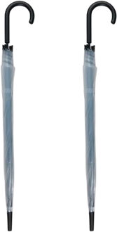 Transparante bruiloft paraplu - 2x - kunststof handvat - dia 100 cm - doorzichtig