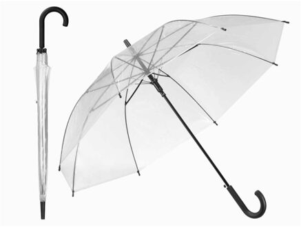 Transparante bruiloft paraplu - 2x - kunststof handvat - dia 58 cm - doorzichtig