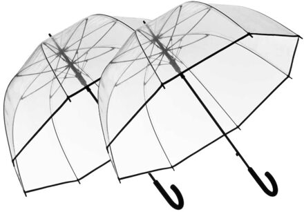 Transparante bruiloft paraplu - 2x - kunststof handvat - dia 63 cm - doorzichtig