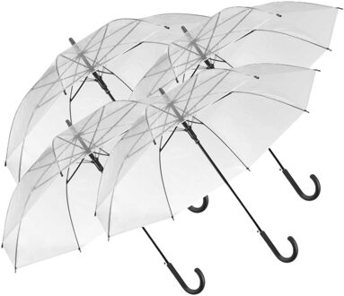 Transparante bruiloft paraplu - 4x - kunststof handvat - dia 58 cm - doorzichtig