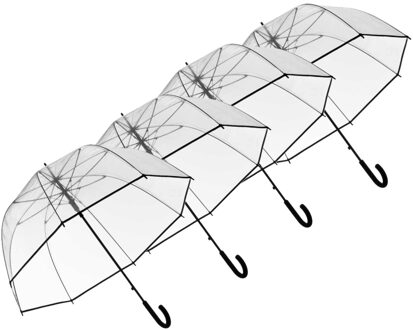 Transparante bruiloft paraplu - 4x - kunststof handvat - dia 63 cm - doorzichtig