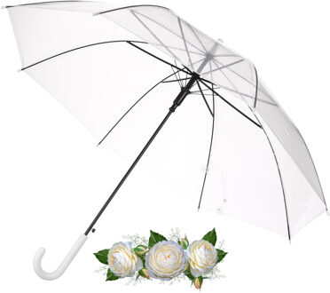 Transparante bruiloft paraplu - kunststof handvat - dia 90 cm - doorzichtig