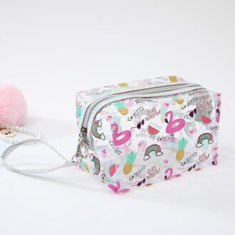 Transparante Cosmetica Tas Pvc Reizen Vrouwen Rits Beauty Case Make Opbergtas Cactus Flamingo Waterdichte Clear Toilettassen regenboog