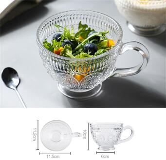 Transparante Creatieve Glas Koffie Thee Mok Dessert Ontbijt Melk Cups Met Handvat Huishouden Drinkware doorzichtig
