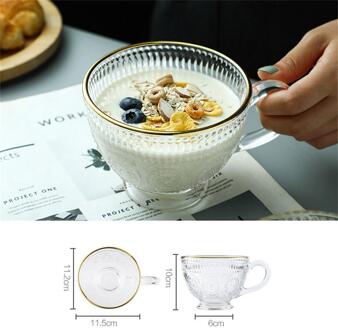 Transparante Creatieve Glas Koffie Thee Mok Dessert Ontbijt Melk Cups Met Handvat Huishouden Drinkware geel