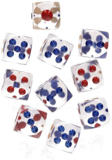 Transparante dobbelstenen op kaart 30 stuks