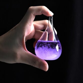 Transparante Druppel Storm Glas Weer Voorspeller Barometer Forecaster Crystal Decoratieve Flessen Voor Moeders Dag paars