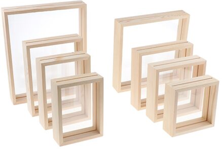 Transparante Foto Houten Frame Decor Met Glas Cover Muur Antieke Glas Moderne Fotolijst Display Houder Decor 15.7 x 15.7cm