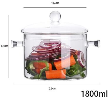 Transparante Glazen Pot Soep Huishouden Keuken Groente Slakom Verdikte Vlam Explosieveilige Koken Steelpan Kookgerei Binaural 1800ml