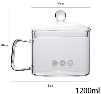 Transparante Glazen Pot Soep Huishouden Keuken Groente Slakom Verdikte Vlam Explosieveilige Koken Steelpan Kookgerei single oor 1200ml