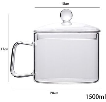 Transparante Glazen Pot Soep Huishouden Keuken Groente Slakom Verdikte Vlam Explosieveilige Koken Steelpan Kookgerei single oor 1500ml