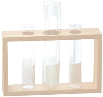 Transparante Glazen Vaas Houten Frame Iron Art Terrarium Bonsai Tafel Ornamenten Glas En Hout Vaas Planter Terrarium Tafel Desktop C glass vase3