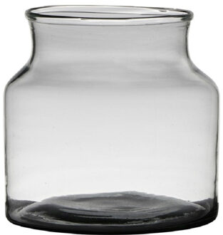 Transparante/grijze stijlvolle vaas/vazen van gerecycled glas 22 x 18 cm
